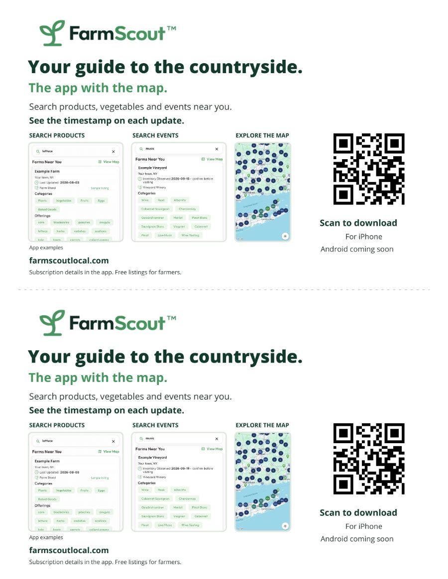 FarmScout new york two-up counter cards